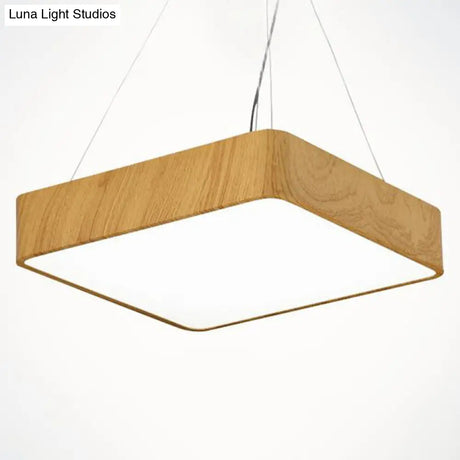 Sleek Led Pendant Light For Dining Rooms - Square Acrylic Fixture Wood / Small