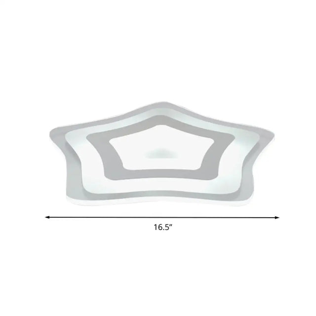 Sleek Acrylic Star Ceiling Lamp: Modern Led Flush Light In White Ideal For Hotels