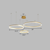 Sleek Aluminum Led Pendant Lamp: Stylish Chandelier For Living Room Gold / 39.5 White