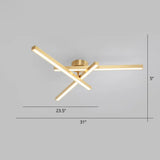 Sleek Aluminum Line Art Semi Mount Led Ceiling Light - Minimalist Metal Flush Fixture For Bedroom 3