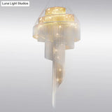 Sleek Aluminum Spiral Fountain Chandelier: Led Hanging Light For Modern Living Room