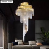 Sleek Aluminum Spiral Fountain Chandelier: Led Hanging Light For Modern Living Room