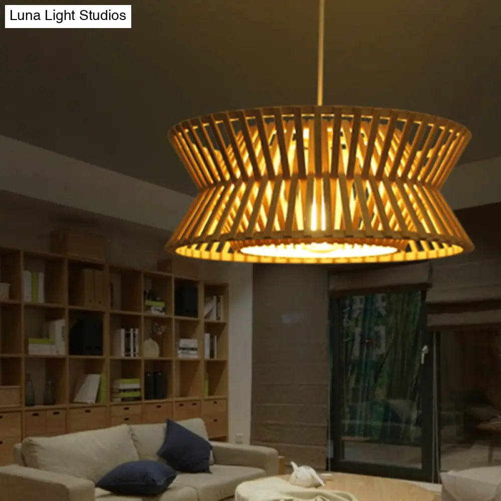 Sleek Bamboo Pendant Light With Hourglass Suspension For Minimalistic Ceiling Lighting