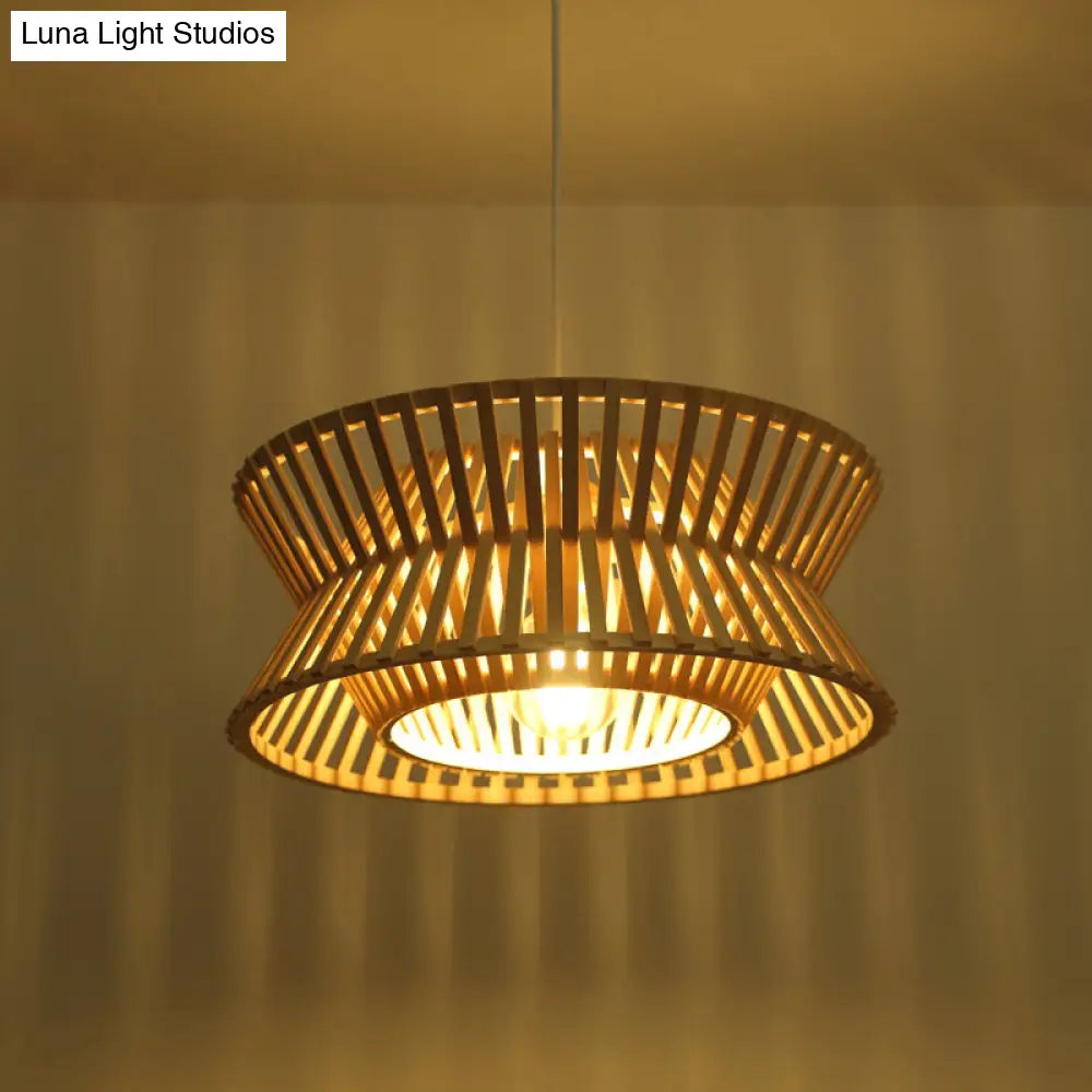 Sleek Bamboo Pendant Light With Hourglass Suspension For Minimalistic Ceiling Lighting