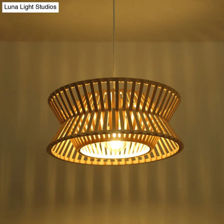 Sleek Bamboo Pendant Light With Hourglass Suspension For Minimalistic Ceiling Lighting