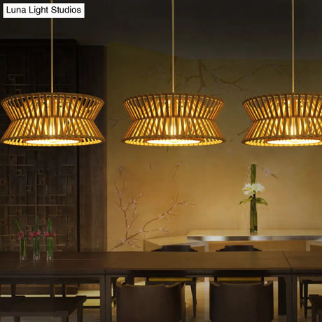 Sleek Bamboo Pendant Light With Hourglass Suspension For Minimalistic Ceiling Lighting
