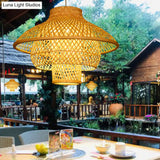 Sleek Bamboo Suspension Light - Simplicity 1-Light Pendant For Restaurants