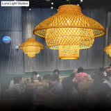 Sleek Bamboo Suspension Light - Simplicity 1-Light Pendant For Restaurants