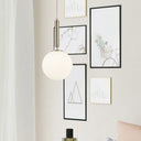 Sleek Bedside Pendant Lamp With White Glass Shade - Single Bulb Design Gold / 6’