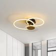Sleek Black Acrylic Ceiling Mounted Fixture With Contemporary Hoops Design - 3/4 Head Semi Flush