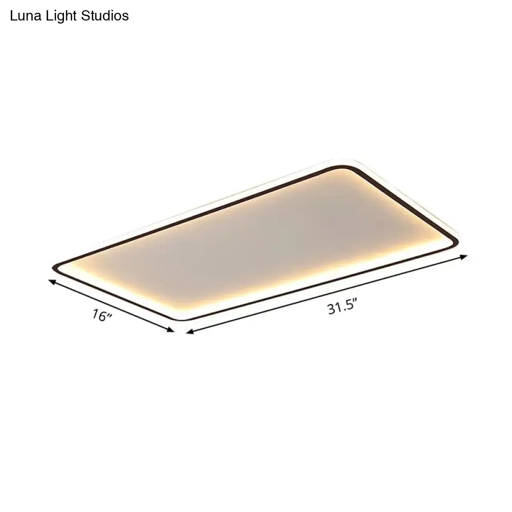Sleek Black Acrylic Led Ceiling Light - Ultra-Thin Panel Simplicity Flush Mounted For Living Room