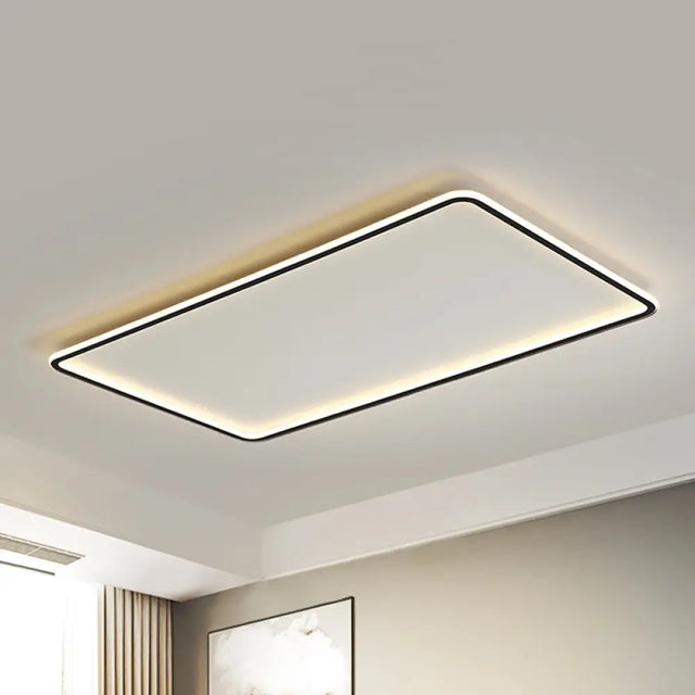 Sleek Black Acrylic Led Ceiling Light - Ultra-Thin Panel Simplicity Flush Mounted For Living Room