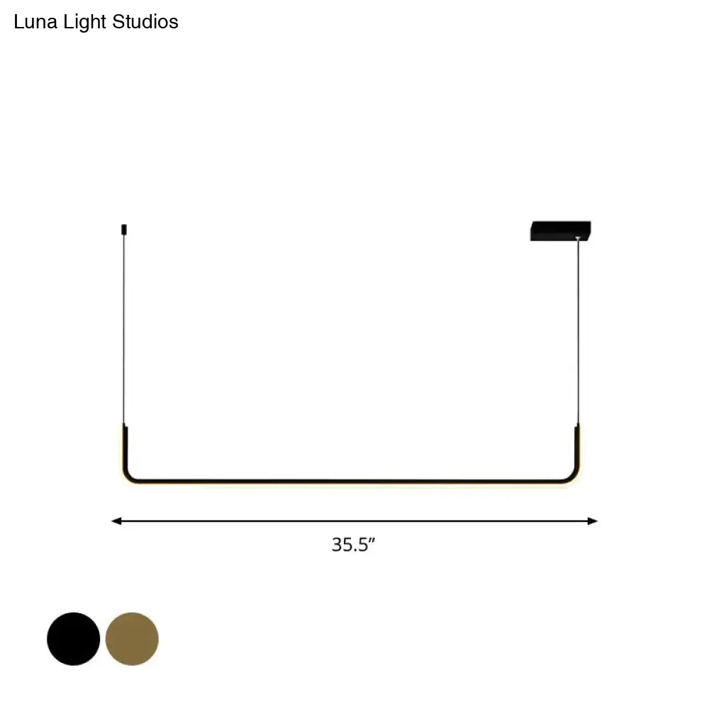 Sleek Black And Gold Led Linear Pendant Light For Dining Table 39/59 Width