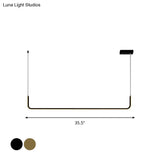 Sleek Black And Gold Led Linear Pendant Light For Dining Table 39/59 Width