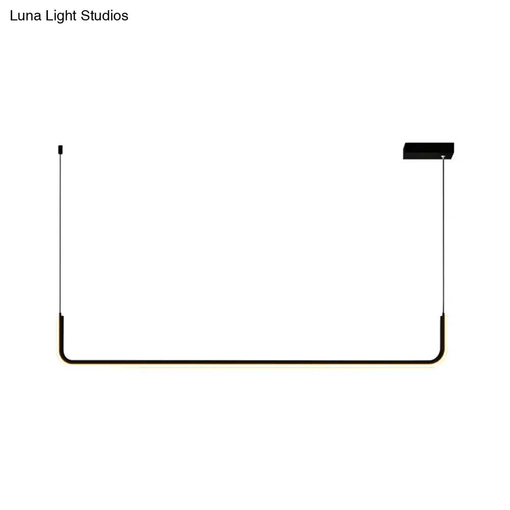 Sleek Black And Gold Led Linear Pendant Light For Dining Table 39/59 Width