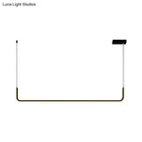 Sleek Black And Gold Led Linear Pendant Light For Dining Table 39/59 Width