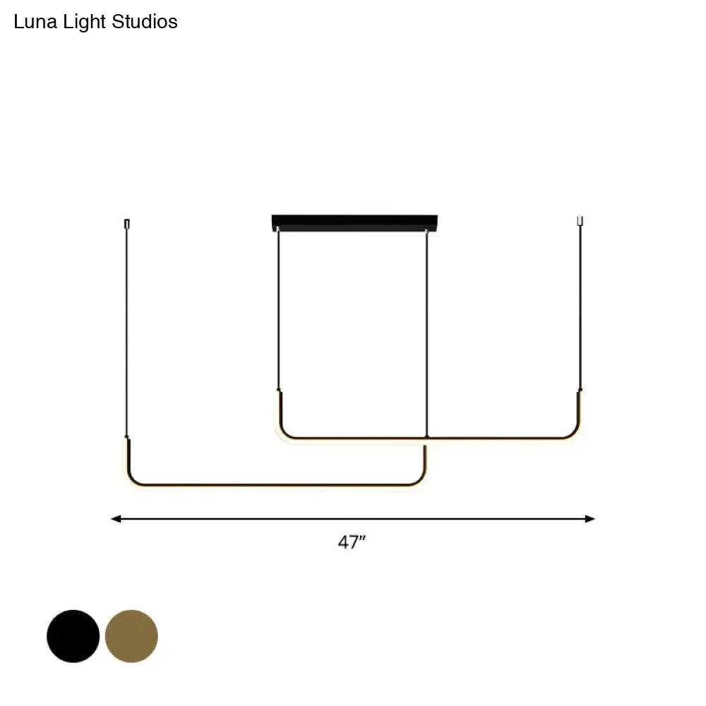 Sleek Black And Gold Led Linear Pendant Light For Dining Table 39/59 Width