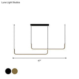 Sleek Black And Gold Led Linear Pendant Light For Dining Table 39/59 Width