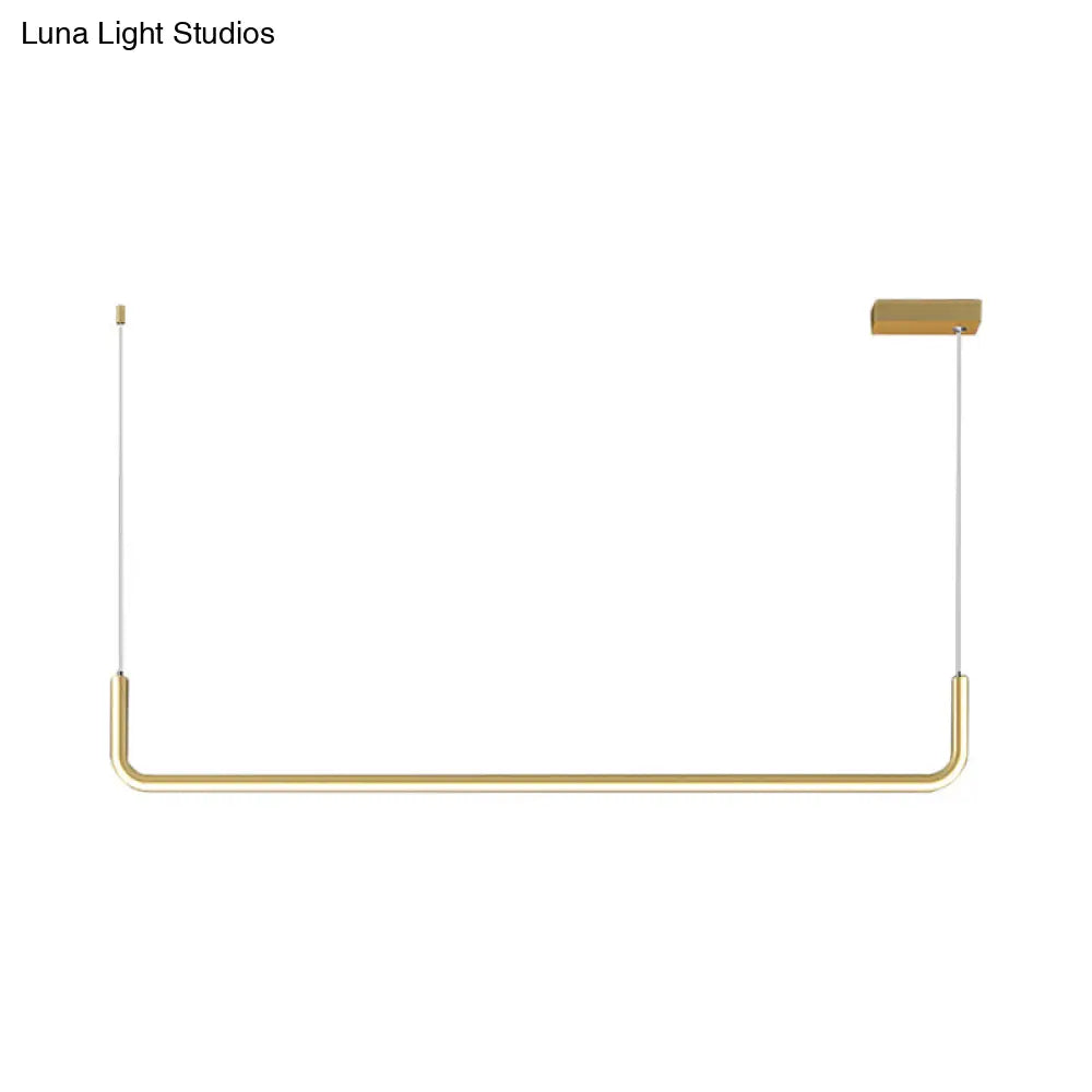Sleek Black And Gold Led Linear Pendant Light For Dining Table 39/59 Width