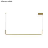 Sleek Black And Gold Led Linear Pendant Light For Dining Table 39/59 Width