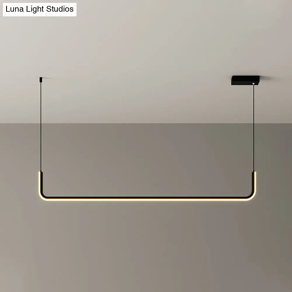 Sleek Black And Gold Led Linear Pendant Light For Dining Table 39/59 Width