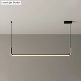 Sleek Black And Gold Led Linear Pendant Light For Dining Table 39/59 Width