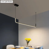 Sleek Black And Gold Led Linear Pendant Light For Dining Table 39/59 Width