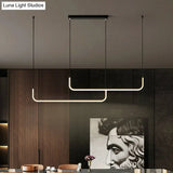 Sleek Black And Gold Led Linear Pendant Light For Dining Table 39/59 Width
