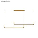 Sleek Black And Gold Led Linear Pendant Light For Dining Table 39/59 Width
