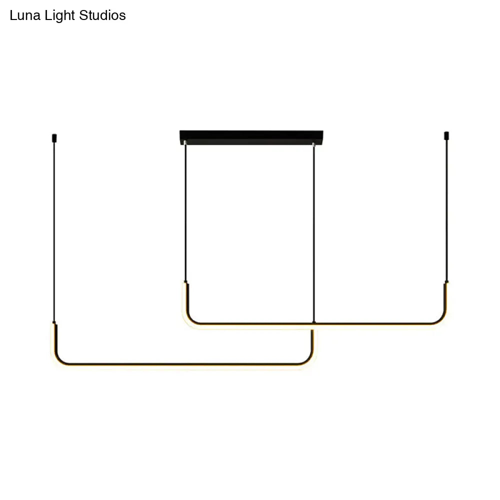 Sleek Black And Gold Led Linear Pendant Light For Dining Table 39/59 Width