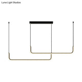 Sleek Black And Gold Led Linear Pendant Light For Dining Table 39/59 Width