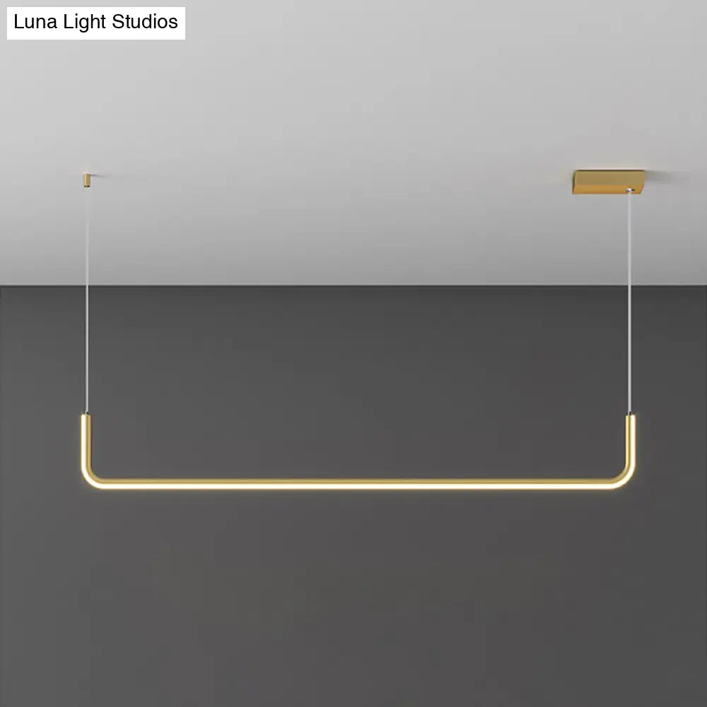 Sleek Black And Gold Led Linear Pendant Light For Dining Table 39/59 Width