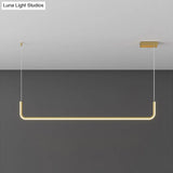 Sleek Black And Gold Led Linear Pendant Light For Dining Table 39/59 Width
