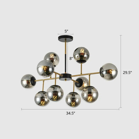 Sleek Black-Brass Spherical Chandelier – Nordic Glass Ceiling Suspension Lamp For Dining Room 10