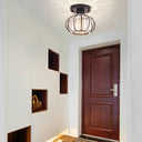 Sleek Black/Chrome Crystal Flush Mount Ceiling Lamp - Simplicity Corridor Lighting Black