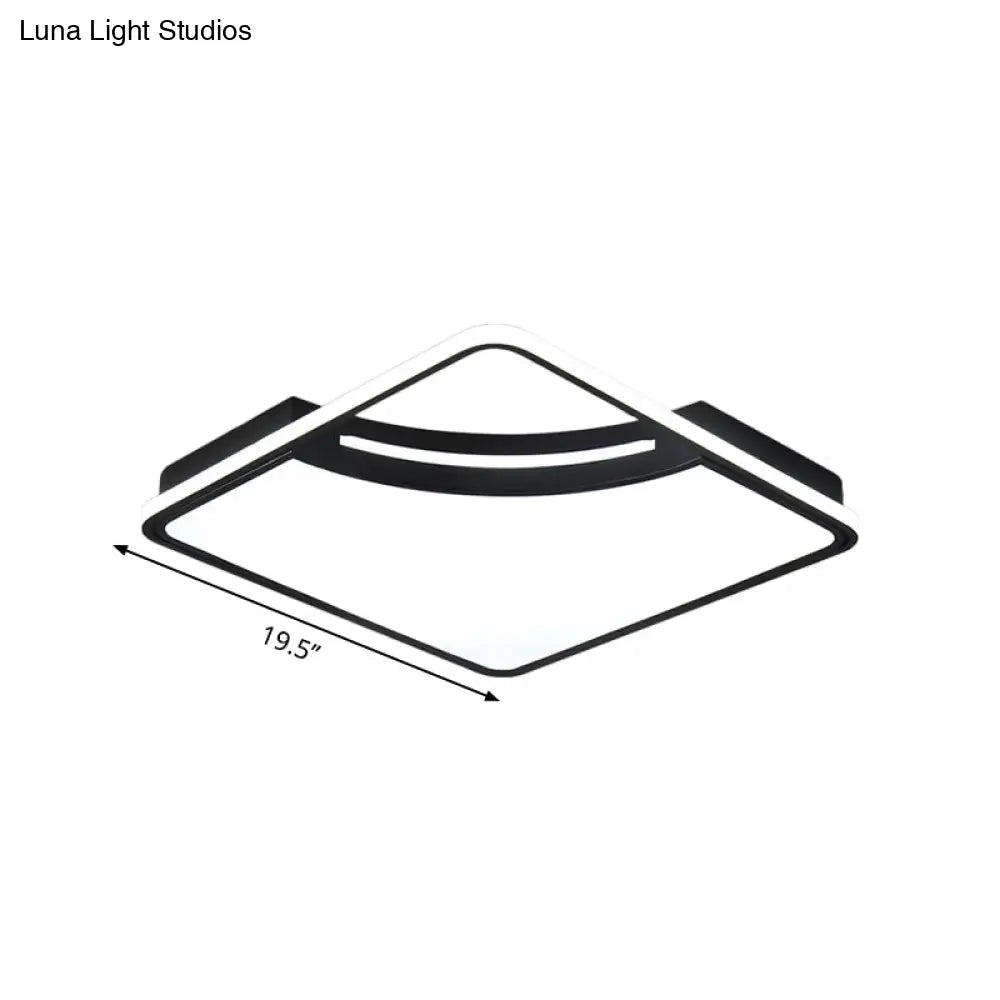 Sleek Black Flush Mount Led Ceiling Light For Bedroom - White/Warm Glow