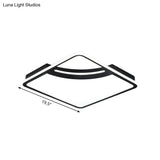 Sleek Black Flush Mount Led Ceiling Light For Bedroom - White/Warm Glow