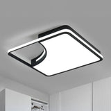 Sleek Black Flush Mount Led Ceiling Light For Bedroom - White/Warm Glow / White