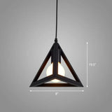 Sleek Black Geometric Iron Hanging Pendant Light Fixture - Simplicity With 1 Bulb For Corridors /