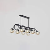 Sleek Black Glass Sphere Island Light For Modern Dining Rooms 8 / Cognac