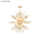 Sleek Black/Gold Metal Multi-Head Chandelier With Small Panel - Ideal For Coffee Shops