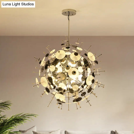 Sleek Black/Gold Metal Multi-Head Chandelier With Small Panel - Ideal For Coffee Shops Black / 29
