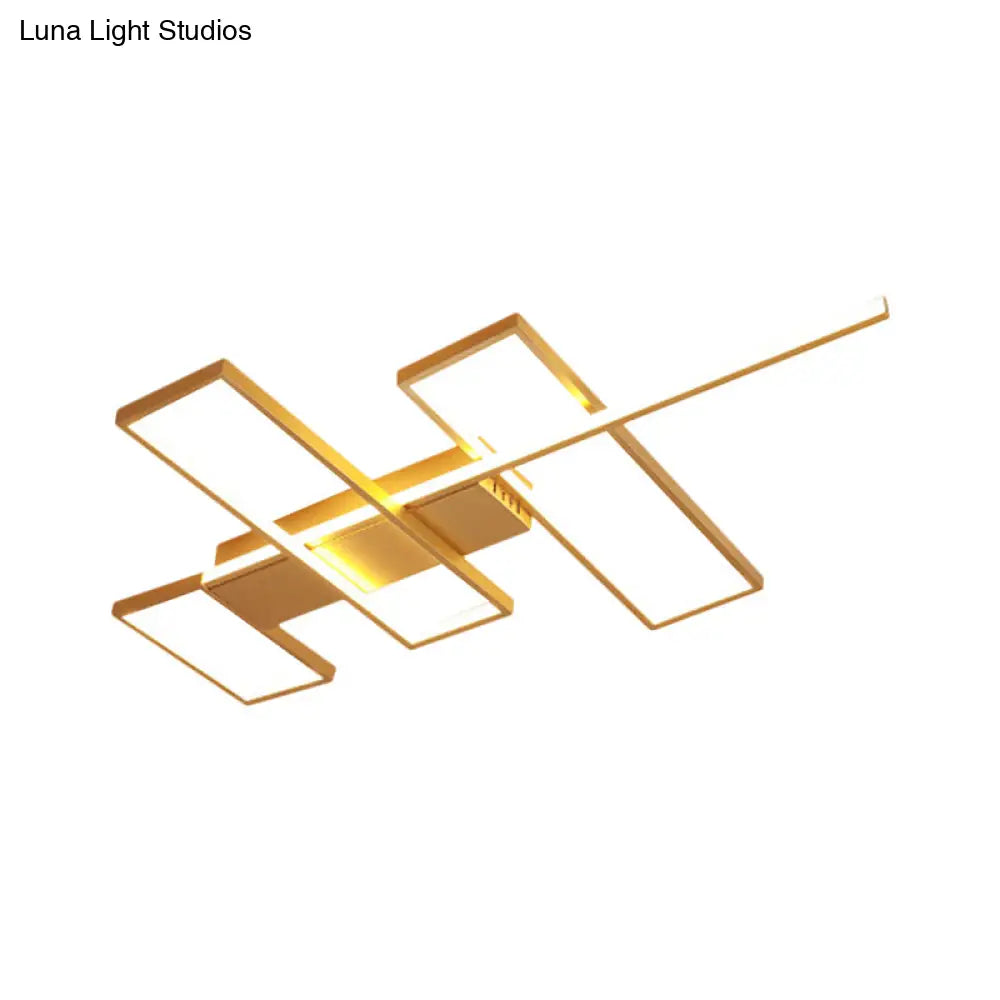 Sleek Black/Gold Rectangle Semi Flush Led Ceiling Light - 19’/27.5’/35.5’ L Easy - To -
