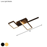 Sleek Black/Gold Rectangle Semi Flush Led Ceiling Light - 19’/27.5’/35.5’ L Easy - To -