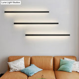 Sleek Black Led Wall Sconce For Hallways - Linear Flush Mount Design
