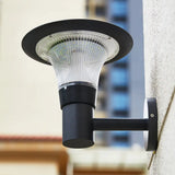 Sleek Black Solar Wall Light Fixture With Flared Design For Courtyard /