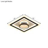 Sleek Black Square Flush Led Ceiling Light Fixture Ideal For Dining Room 16’/19.5’ Wide