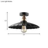 Sleek Black Tapered Iron Semi Mount Dining Room Ceiling Light - 1-Head