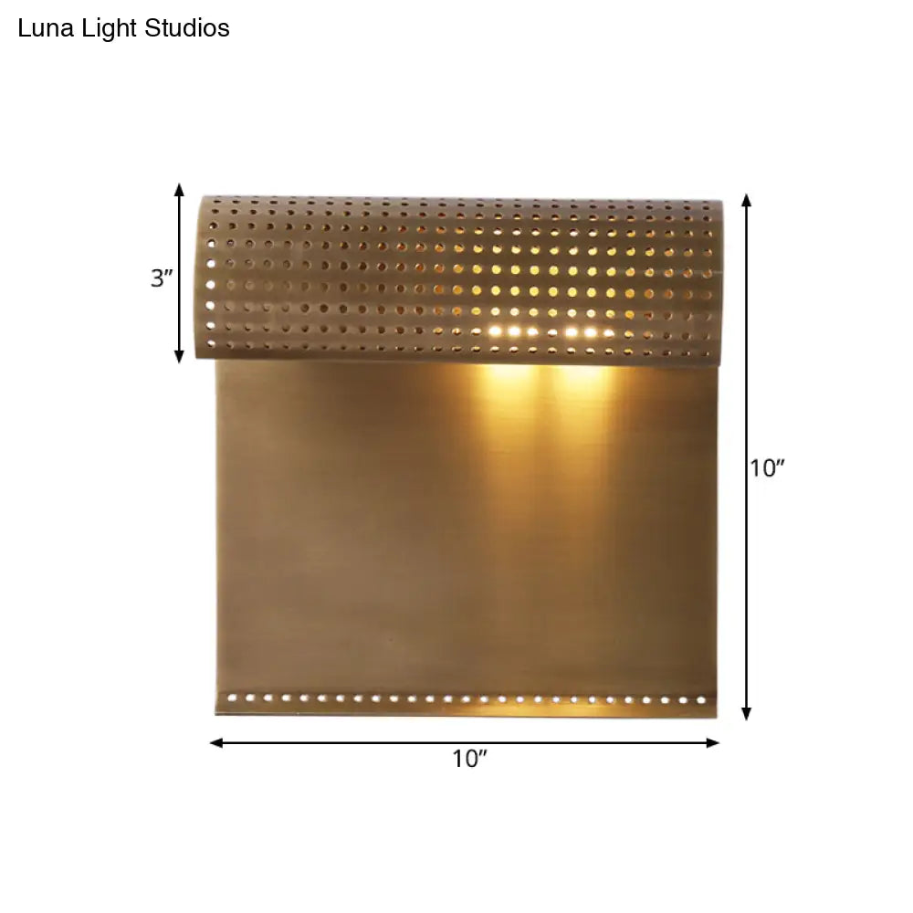 Sleek Brass Wall Sconce: Scrolled Design Mounted 1-Bulb Ideal For Bedroom Lighting