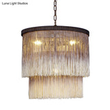 Sleek Brown Fabric Hanging Chandelier: Minimalist Cylindrical Design 4 Bulbs Suspension Lamp For
